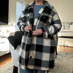 Ava & Viv Gray and Cream Plaid Jacket